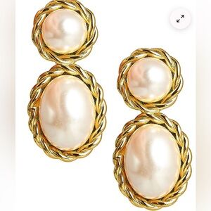 Jackie Pearl & Gold Roped Statement - Earrings - Belle of the Ball